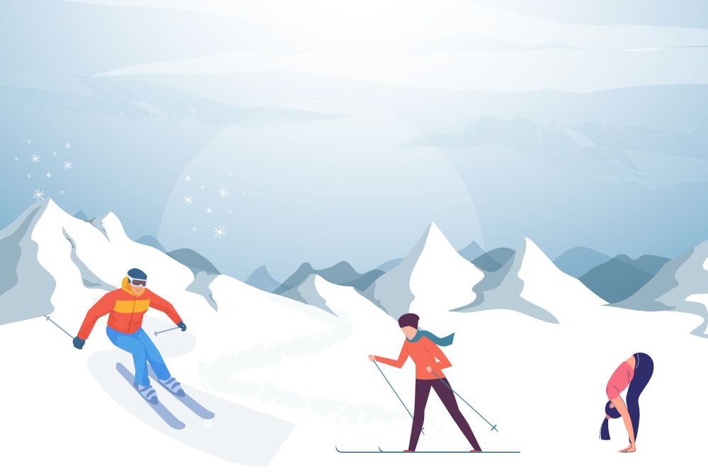 Grafik über Yoga und Skifahren in den Kitzbüheler Alpen